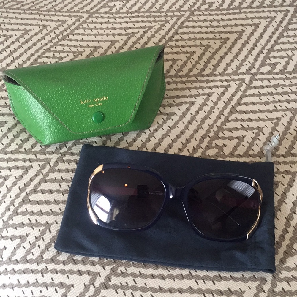 Kate Spade Large Round Gold Frame Sunglasses